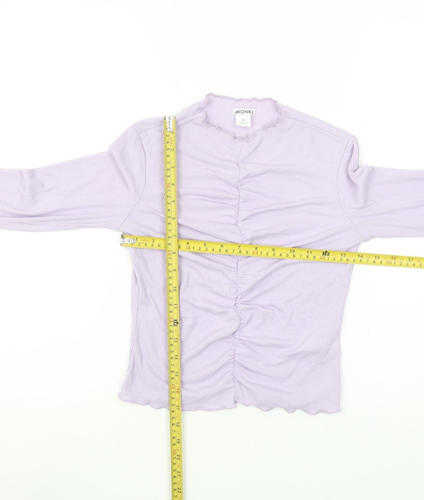 Monki Women's Purple Cropped Long Sleeve Slim Fit Top XS