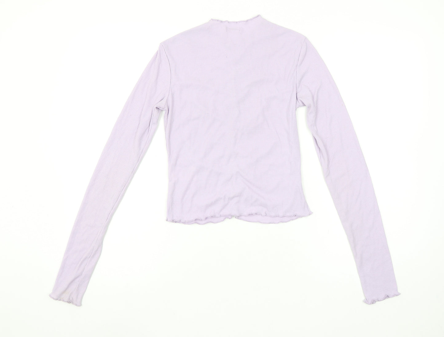 Monki Women's Purple Cropped Long Sleeve Slim Fit Top XS