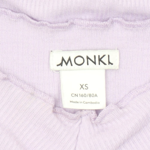Monki Women's Purple Cropped Long Sleeve Slim Fit Top XS