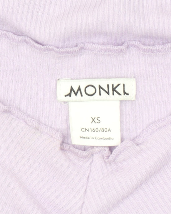 Monki Women's Purple Cropped Long Sleeve Slim Fit Top XS