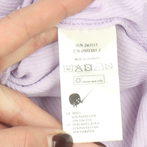 Monki Women's Purple Cropped Long Sleeve Slim Fit Top XS