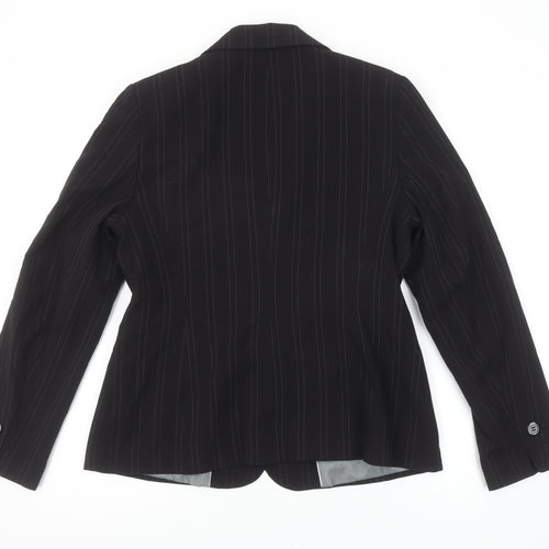 Autonomy Womens Black Pinstripe Suit Jacket Size 12P Classic Blazer