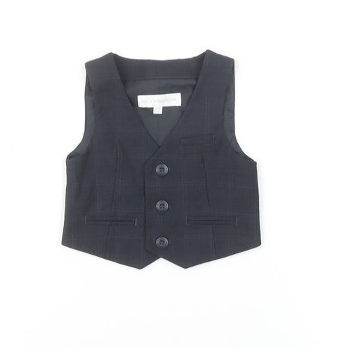 John Rocha Boys Black Checked Waistcoat 6-9 Months Formal Vest