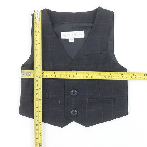 John Rocha Boys Black Checked Waistcoat 6-9 Months Formal Vest