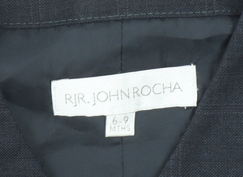John Rocha Boys Black Checked Waistcoat 6-9 Months Formal Vest