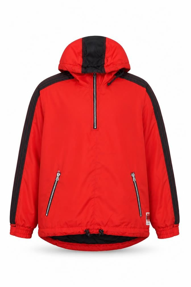 Turn Over To Dept 041 Mens Red Hooded Windbreaker Jacket S