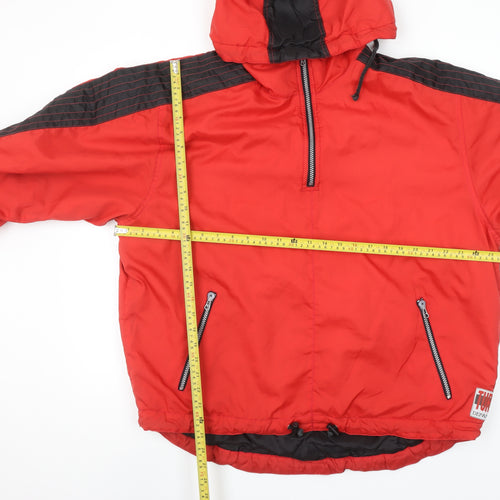 Turn Over To Dept 041 Mens Red Hooded Windbreaker Jacket S