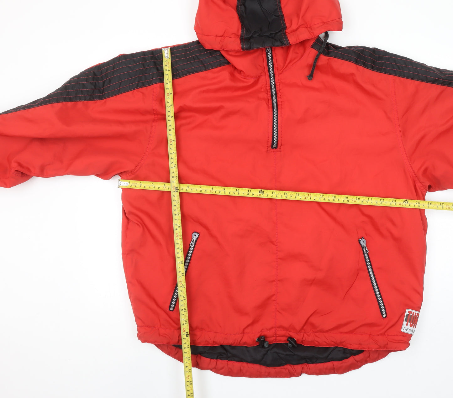 Turn Over To Dept 041 Mens Red Hooded Windbreaker Jacket S