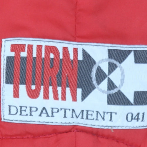 Turn Over To Dept 041 Mens Red Hooded Windbreaker Jacket S