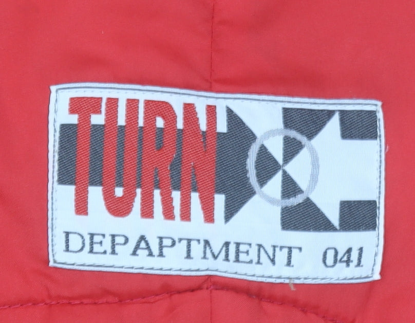 Turn Over To Dept 041 Mens Red Hooded Windbreaker Jacket S