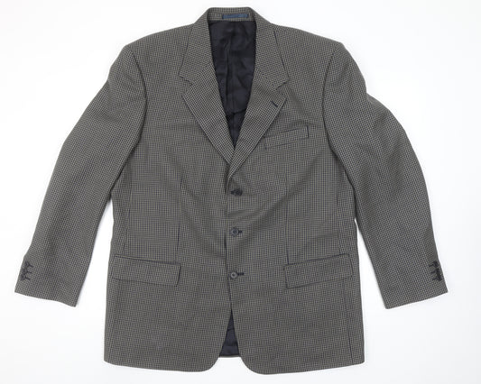 Burton Menswear Men’s Grey Check Wool Blend 44 Regular Blazer Jacket