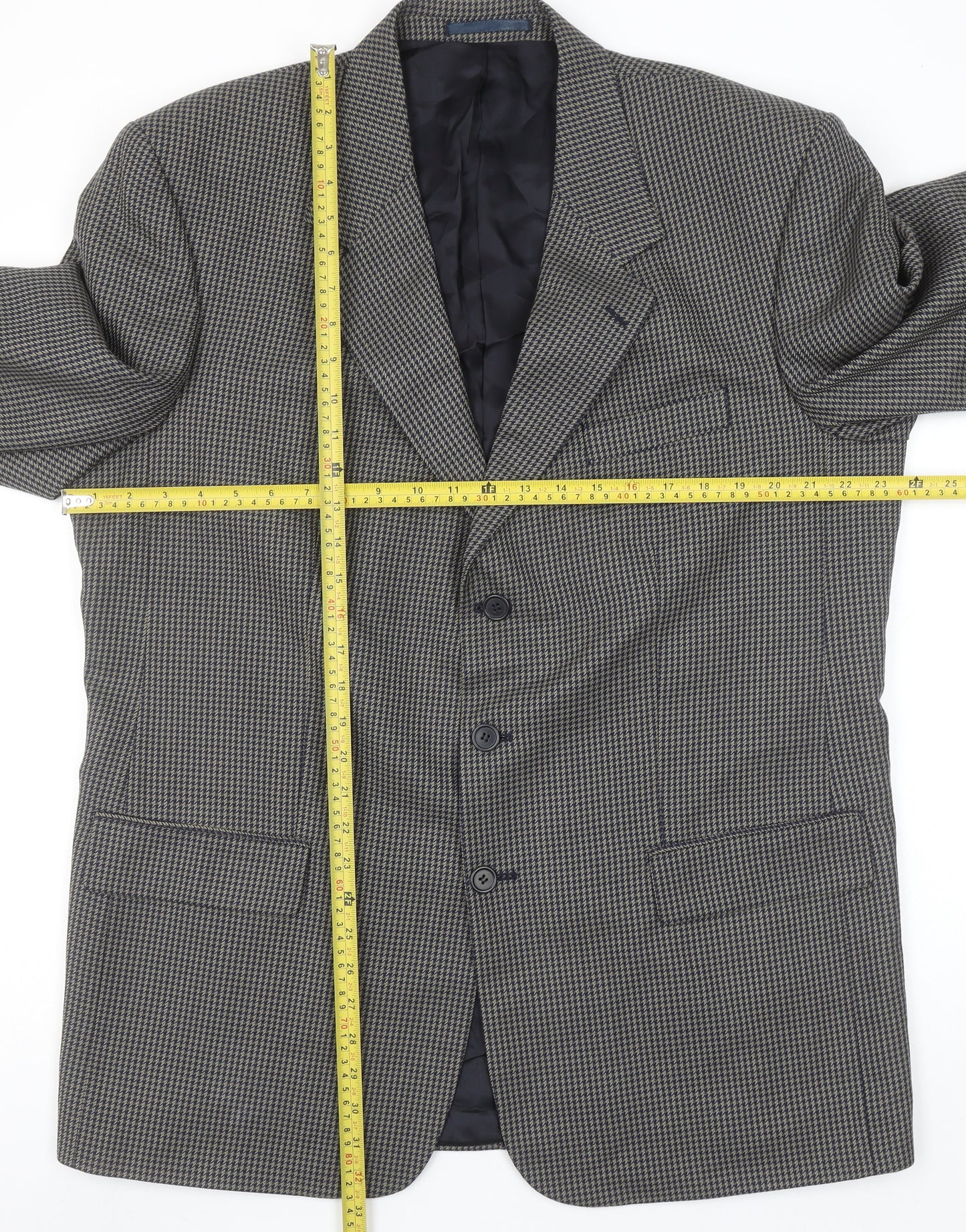 Burton Menswear Men’s Grey Check Wool Blend 44 Regular Blazer Jacket