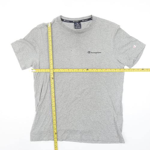 Champion Men's Grey Cotton Crew Neck Logo T-Shirt Size L