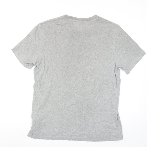 Champion Men's Grey Cotton Crew Neck Logo T-Shirt Size L