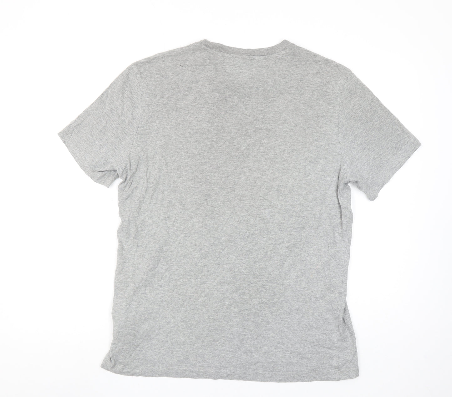 Champion Men's Grey Cotton Crew Neck Logo T-Shirt Size L