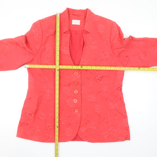 Elvi Women's Red Jacquard 3/4 Sleeve Tailored Blazer Size 16