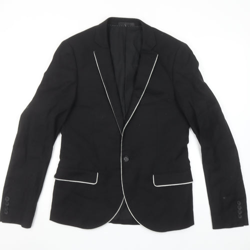 Topman Men's Black Slim Fit Blazer Jacket 38R Formal Classic
