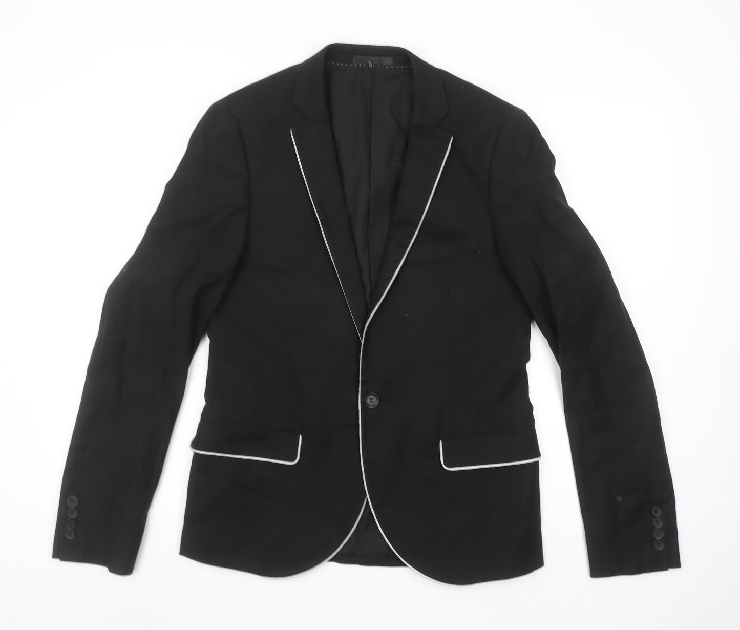 Topman Men's Black Slim Fit Blazer Jacket 38R Formal Classic