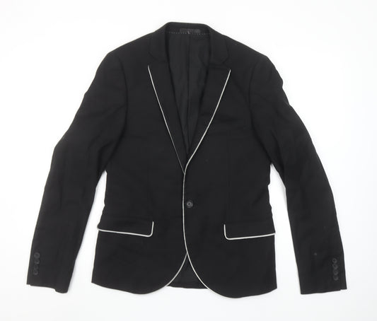 Topman Men's Black Slim Fit Blazer Jacket 38R Formal Classic