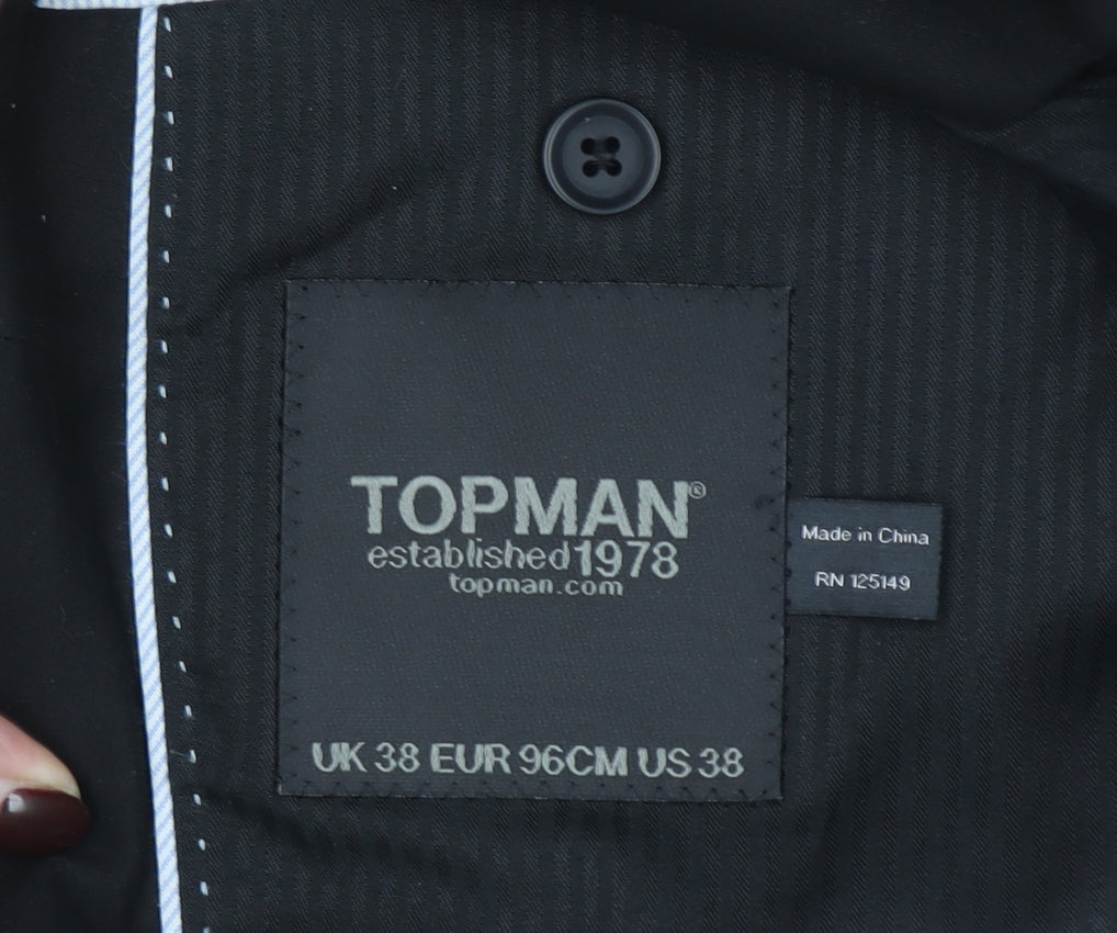Topman Men's Black Slim Fit Blazer Jacket 38R Formal Classic