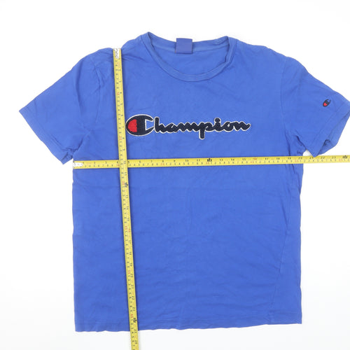 Champion Men's Blue Medium Embroidered Logo Crew Neck T-Shirt