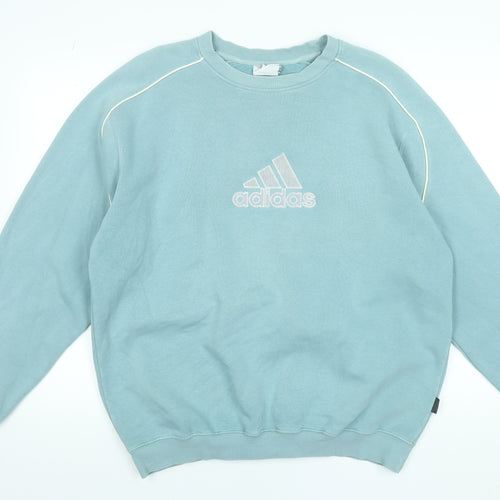 Adidas Women’s Blue Crew Neck Sweatshirt Size 12 Cotton Blend Casual