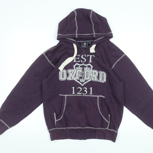The Varsity Shop Women's Purple Full Zip Hoodie XS Oxford Print
