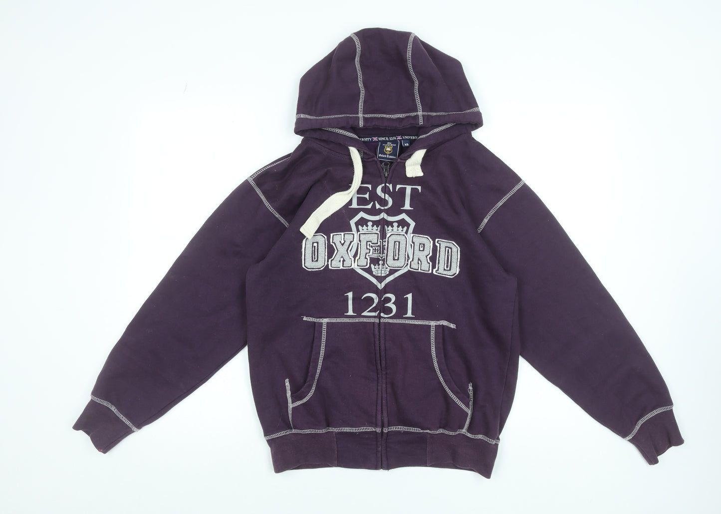 The Varsity Shop Women's Purple Full Zip Hoodie XS Oxford Print
