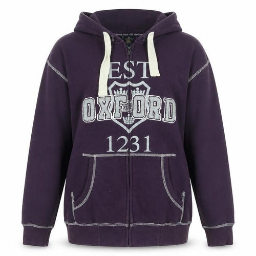 The Varsity Shop Women's Purple Full Zip Hoodie XS Oxford Print