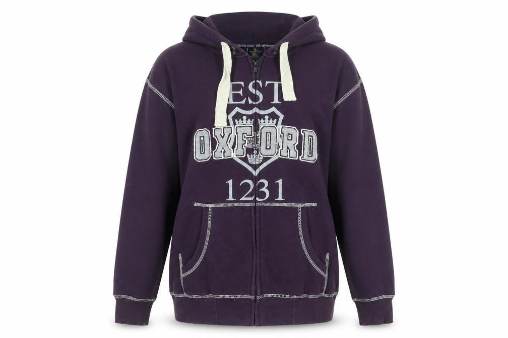 The Varsity Shop Women's Purple Full Zip Hoodie XS Oxford Print