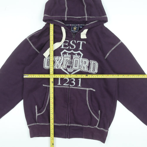 The Varsity Shop Women's Purple Full Zip Hoodie XS Oxford Print