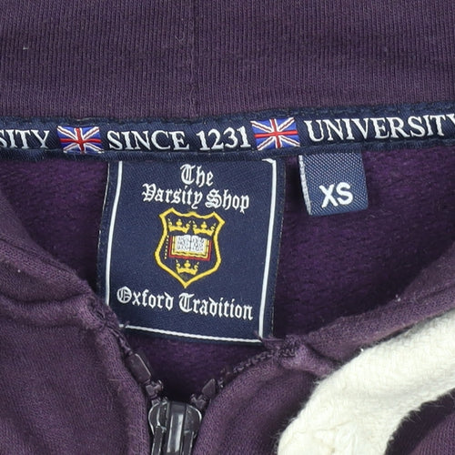 The Varsity Shop Women's Purple Full Zip Hoodie XS Oxford Print