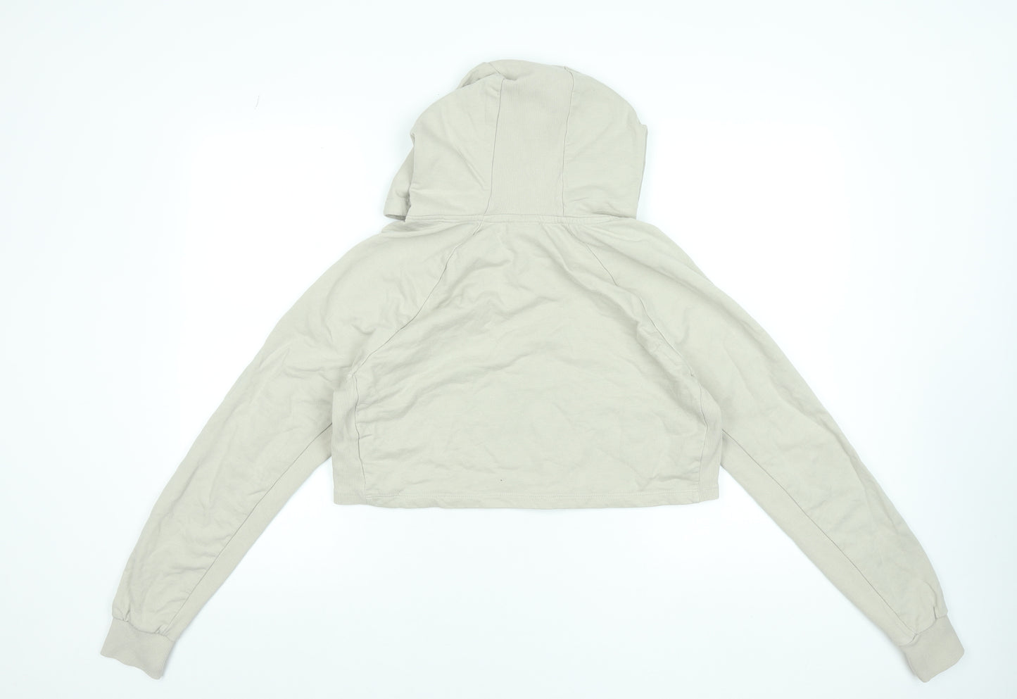 Gymshark Womens Beige Crop Hoodie Medium Cotton Blend Pullover