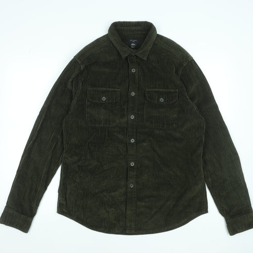 New Look Men's Khaki Corduroy Long Sleeve Button-Up Shirt L 41-43"