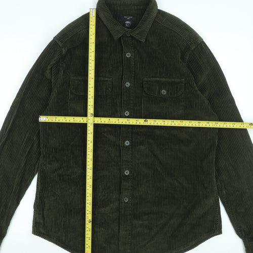 New Look Men's Khaki Corduroy Long Sleeve Button-Up Shirt L 41-43"