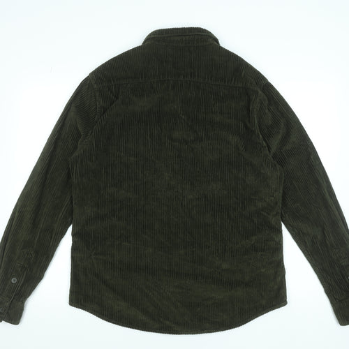 New Look Men's Khaki Corduroy Long Sleeve Button-Up Shirt L 41-43"