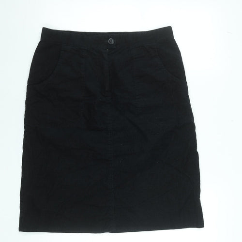 Thought Womens Black Corduroy Pencil Skirt Size 16 Stretch Cotton