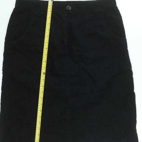 Thought Womens Black Corduroy Pencil Skirt Size 16 Stretch Cotton