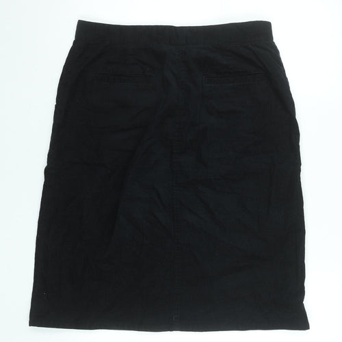 Thought Womens Black Corduroy Pencil Skirt Size 16 Stretch Cotton