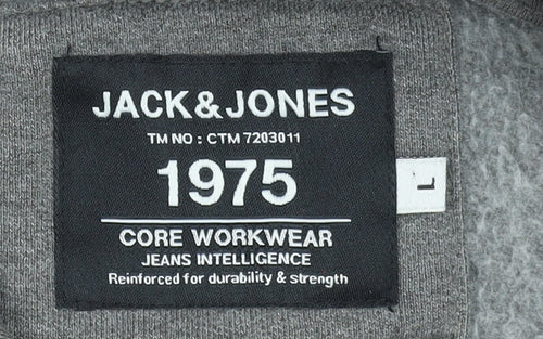 Jack & Jones Men's Grey L Pullover Hoodie Core Workwear