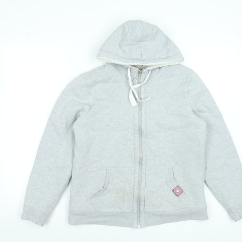 Maine New England Womens Grey Size 12 Full Zip Hooded Sweatshirt