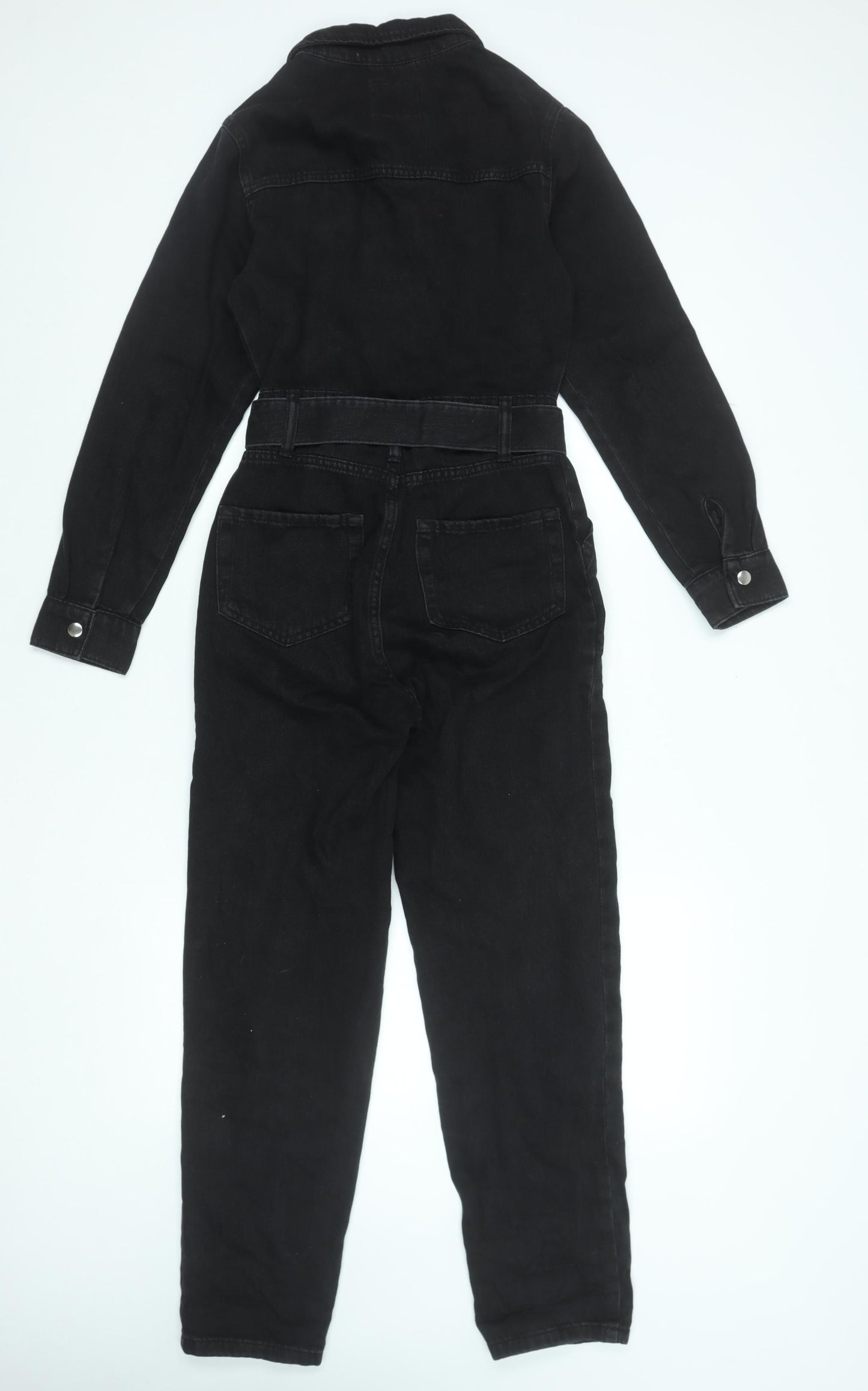 Denim Co. Women's Black Denim Belted Jumpsuit Size 4 Regular