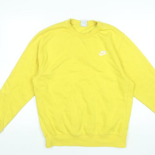 Nike Men's Yellow Crew Neck Pullover Sweatshirt S Regular Fit