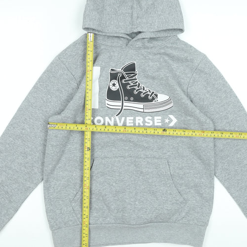 Converse Boys Grey Pullover Hoodie Size L 12-13 Years Graphic Print Cotton Blend