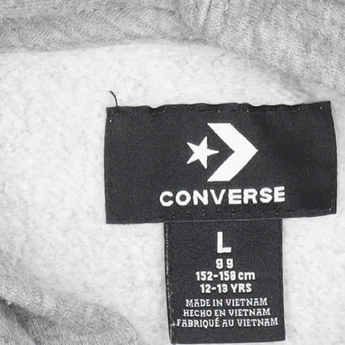 Converse Boys Grey Pullover Hoodie Size L 12-13 Years Graphic Print Cotton Blend