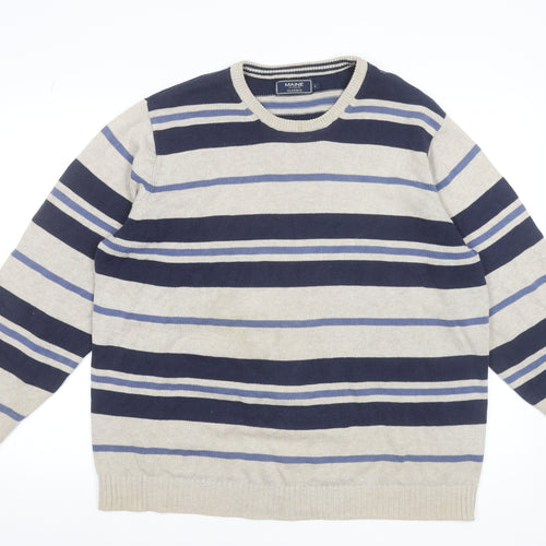 Maine New England Men's Beige Striped Cotton Jumper L