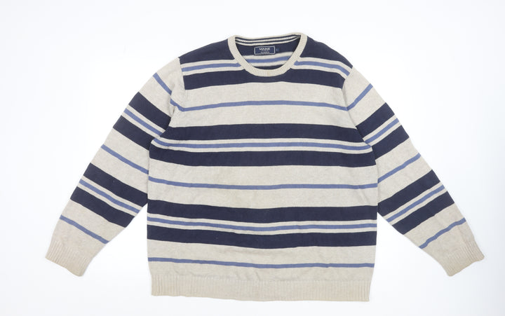 Maine New England Men's Beige Striped Cotton Jumper L