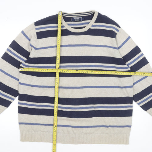 Maine New England Men's Beige Striped Cotton Jumper L