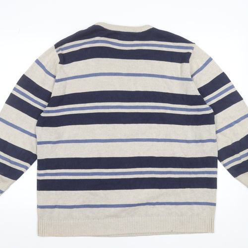 Maine New England Men's Beige Striped Cotton Jumper L