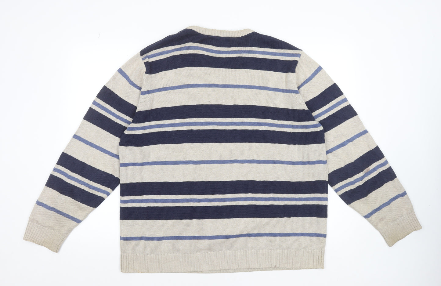Maine New England Men's Beige Striped Cotton Jumper L